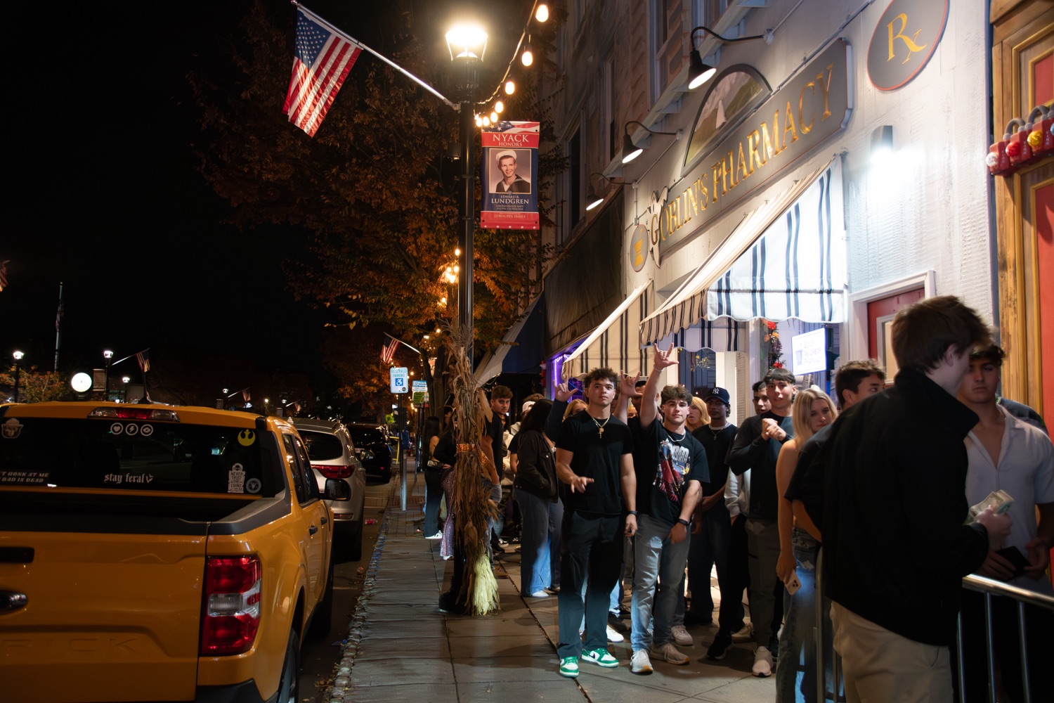 Guests lined up outside the venue before the night began